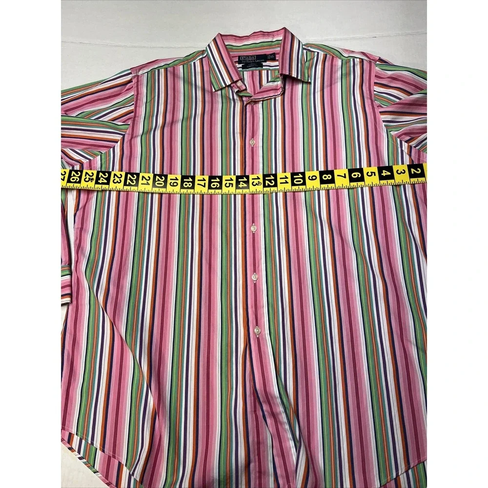 Polo By Ralph Lauren Curham Classic Fit Striped Button Up Shirt Men's XL Vintage